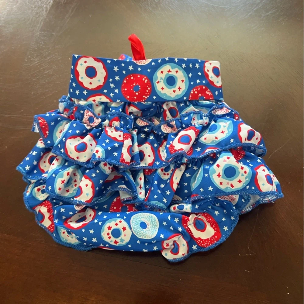 Red and Blue Diaper Cover with Bow